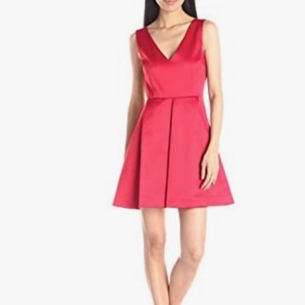CYNTHIA Rowley Pleated Satin Skater Dress Size 4